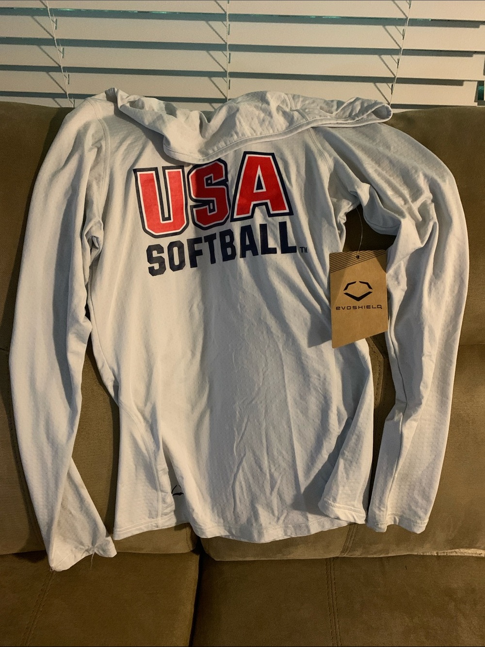 EvoShield USA Softball Long Sleeve Tee - White